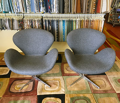reupholstered swan chairs